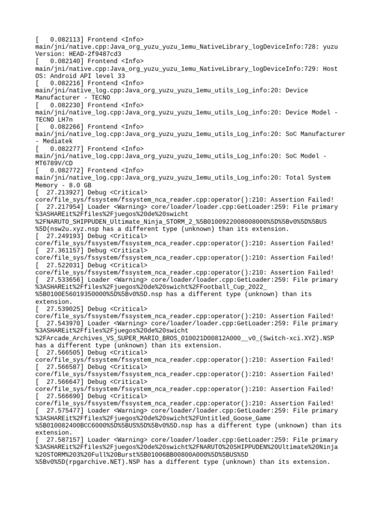 Yuzu Emulator Device Info Log | PDF | Computing Platforms | Computer ...