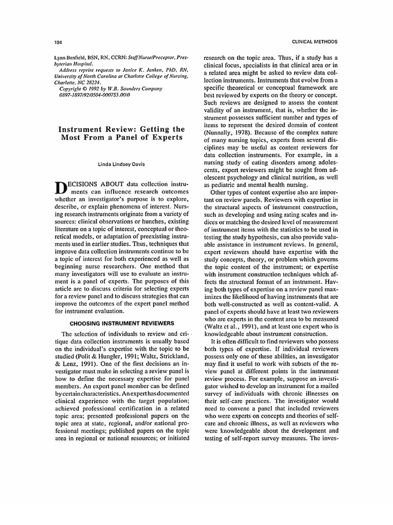 Instrument Review - Getting The Most From A Panel of Experts | PDF ...