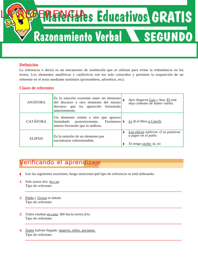 Clases de Referentes para Segundo Grado de Secundaria | PDF
