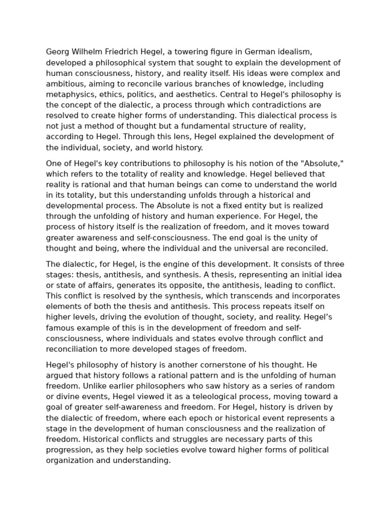 Hegel S Dialectic Freedom And History Pdf Georg Wilhelm Friedrich