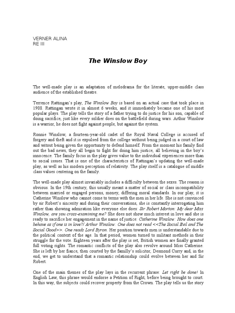 The Winslow Boy PDF Government Justice