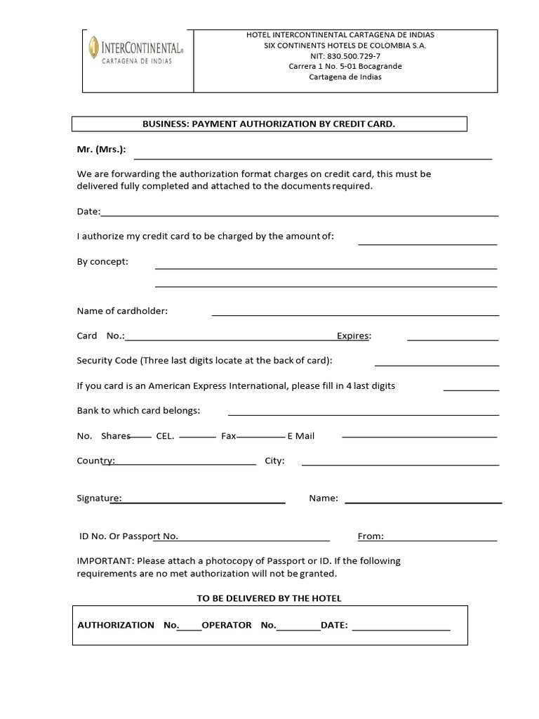 Credit Card Form English | PDF