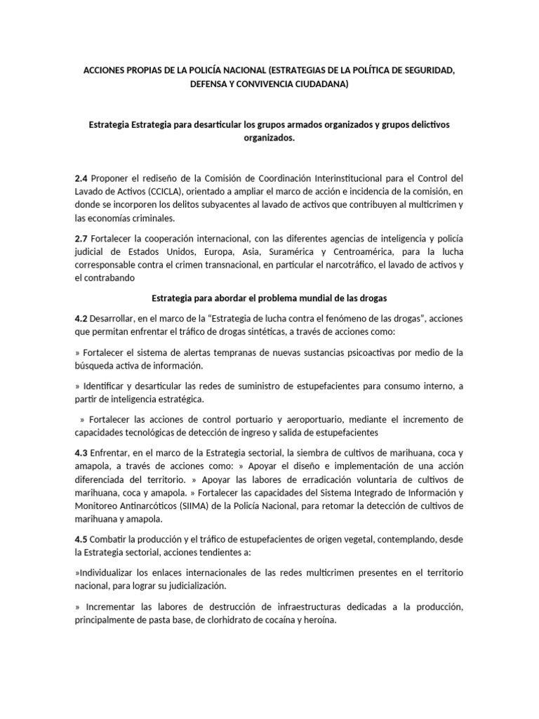 Estrategias de Seguridad de la Policía Nacional | PDF | Policía ...