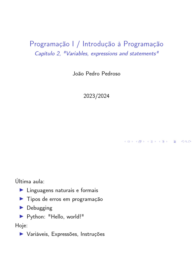 Variáveis e Expressões em Python | PDF | Python (linguagem de ...