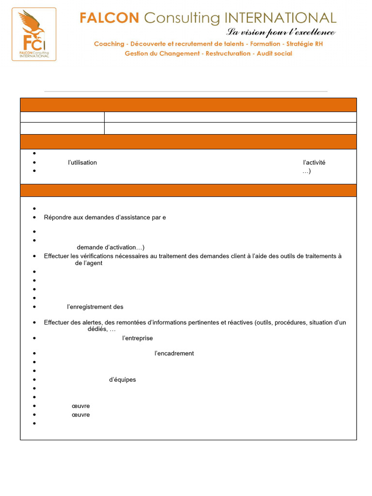 Fiche de Poste : Téléconseiller | PDF