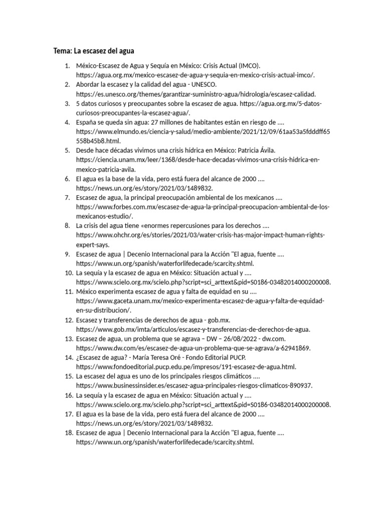 Crisis de Escasez de Agua en México | PDF | Escasez de agua