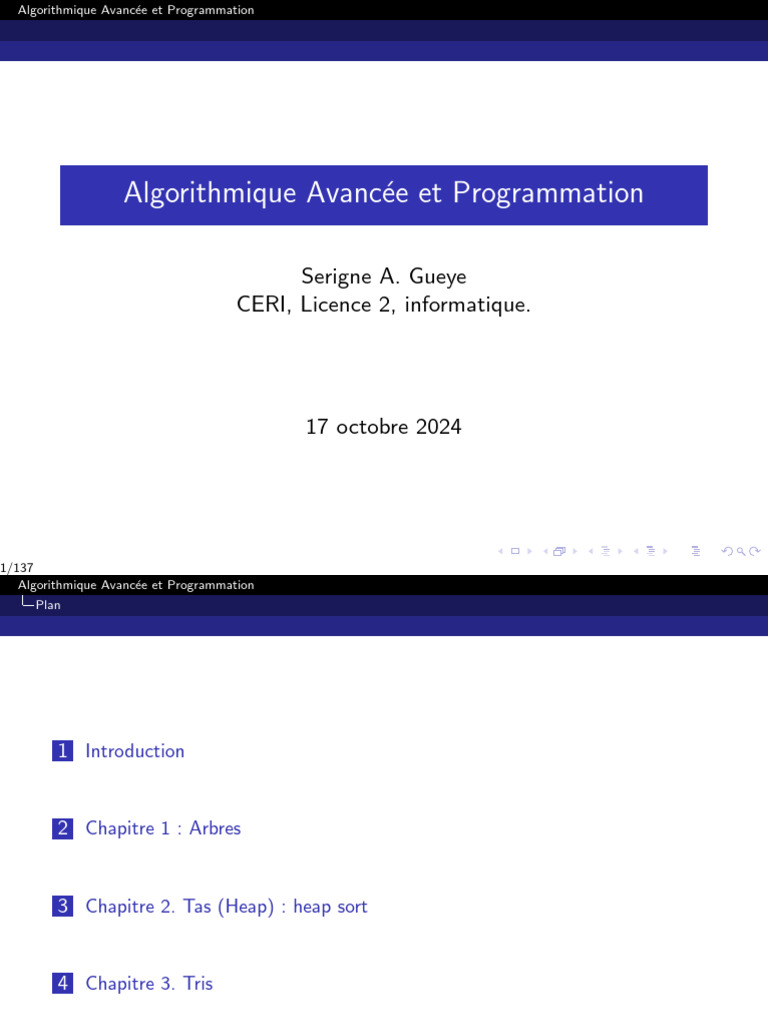 Algorithmique Avancée : Arbres et Tri | PDF | Programmation ...