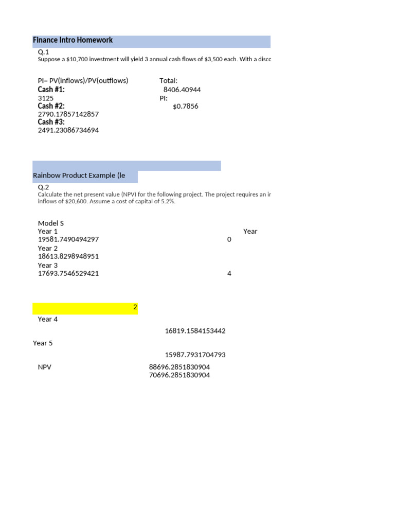 Finance Homework PDF | PDF | Net Present Value | Bonds (Finance)