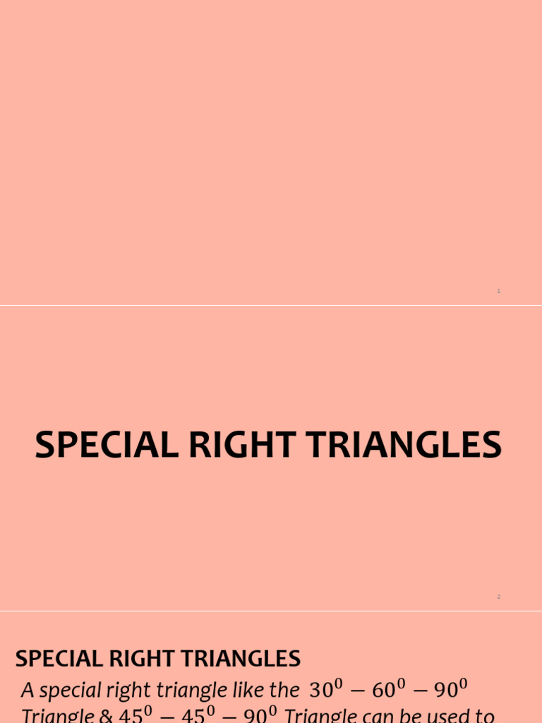 Special Right Triangles | PDF | Triangle | Trigonometry