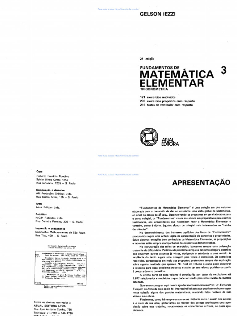 Fundamentos de Matematica Elementar Volu | PDF | Ciências Sociais