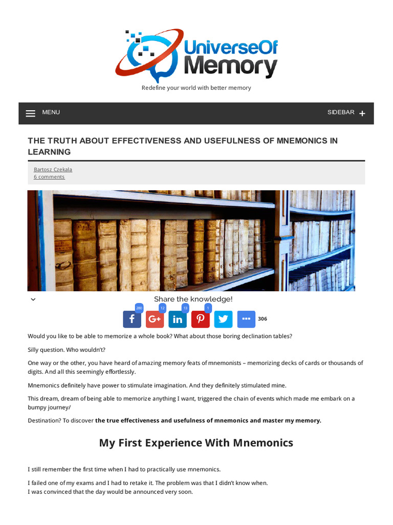 The Truth About Effectiveness and Usefulness of Mnemonics in Learning ...