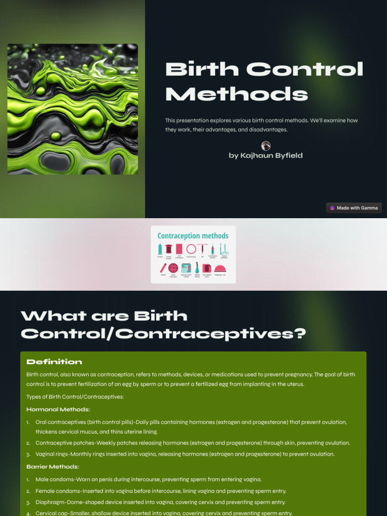 Birth Control Methods | PDF | Birth Control | Sexually Transmitted ...
