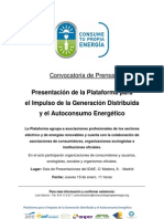 Convocatoria de Prensa Presentación Plataforma Autoconsumo 19-1-12