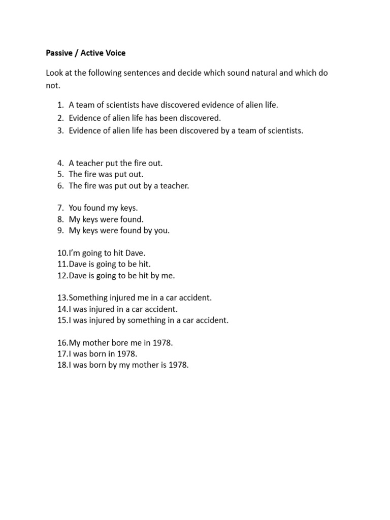 Passive - Active Voice - Natural or Not | PDF