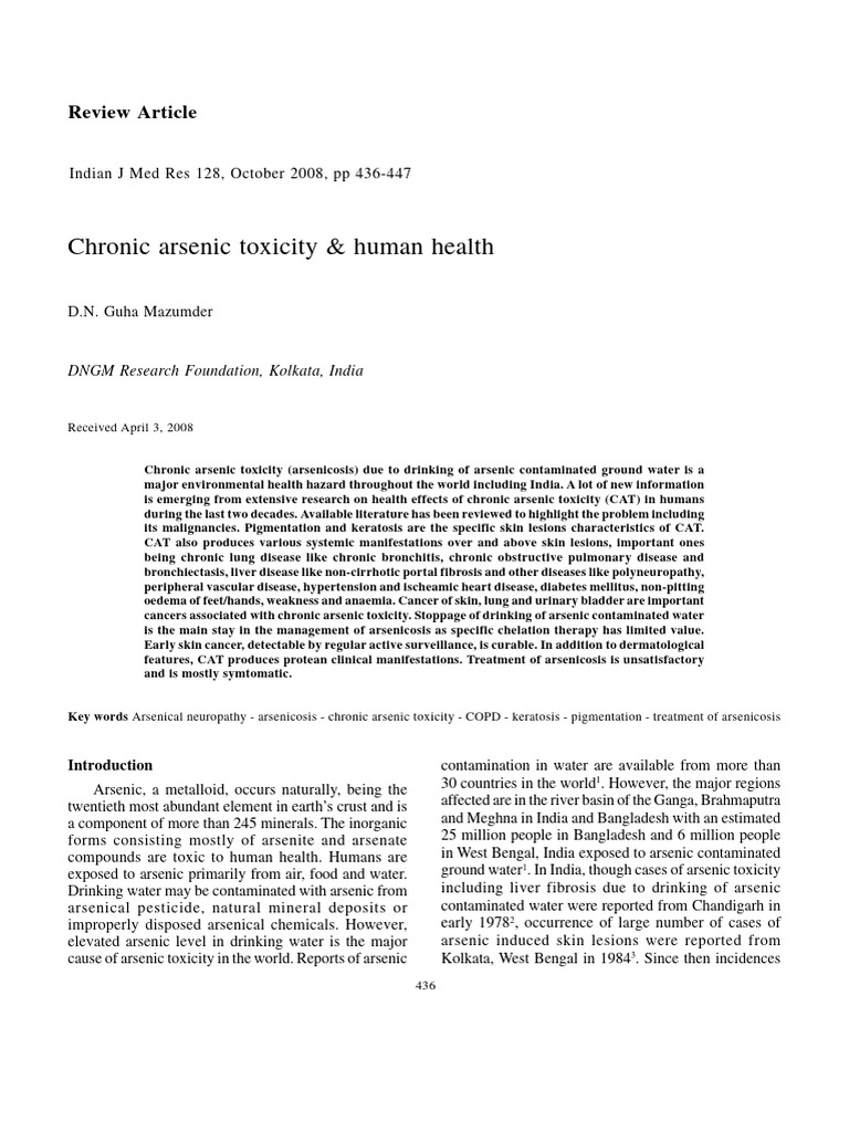 Chronic Arsenic Toxicity Human Health.8 | PDF | Arsenic | Medical ...