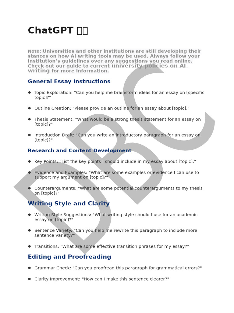 ChatGPT Essay Writing Guide | PDF | Essays | Academic Publishing
