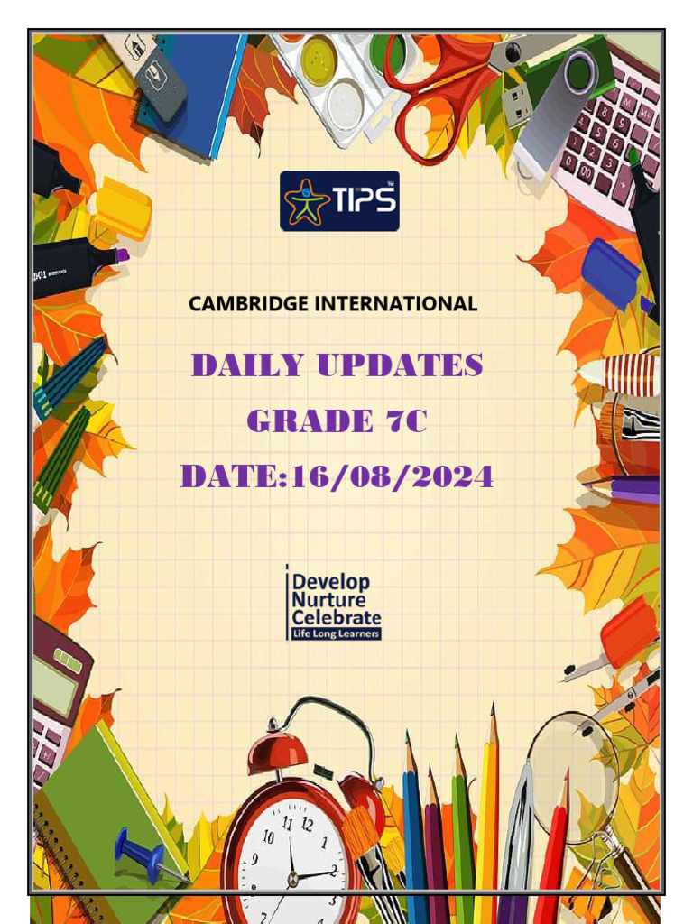 Grade 7C Daily Updates 16/08/24 | PDF