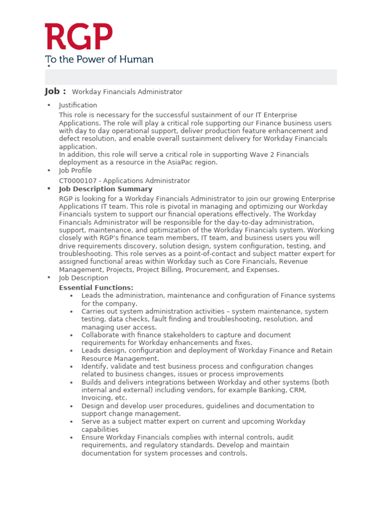 Workday Financials Administrator Role | PDF | Enterprise Resource ...