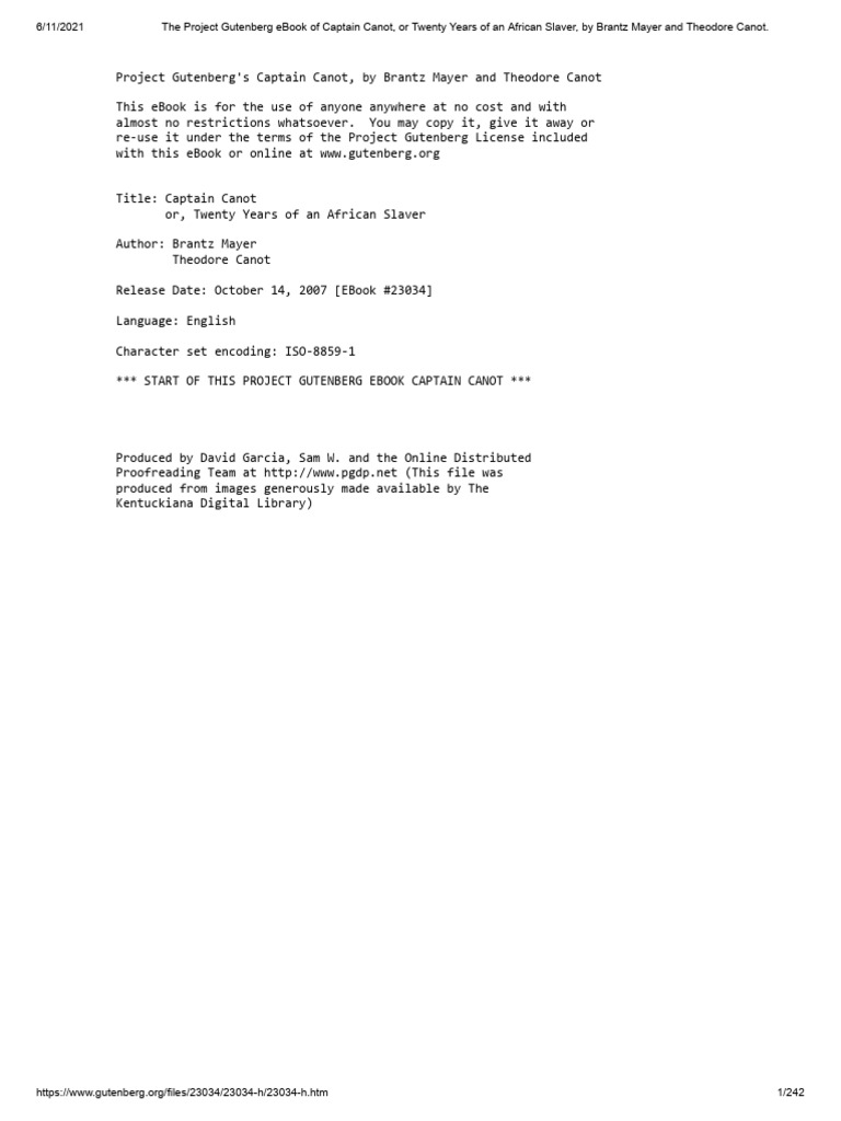 The Project Gutenberg Ebook of Captain Canot, or Twenty Years of An ...