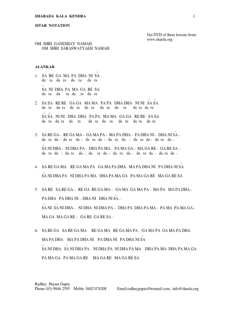 Sitar Notation 1 Pdf