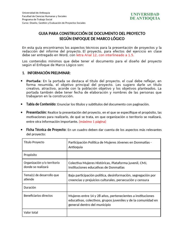 Guía para Proyectos Sociales UdeA | PDF | Trabajo Social | Presupuesto