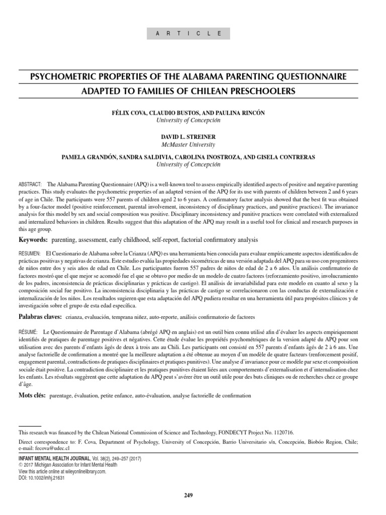 APQ Español | PDF | Validity (Statistics) | Parenting