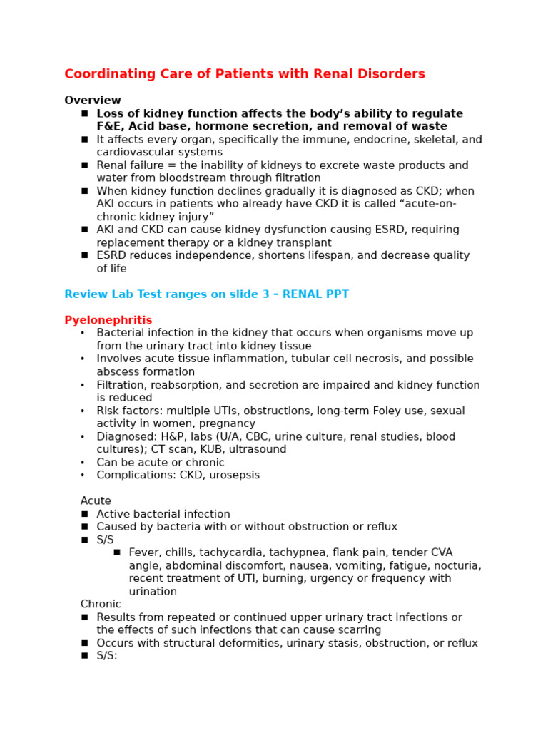 Coordinating Renal Disorder Care | PDF | Kidney | Chronic Kidney Disease