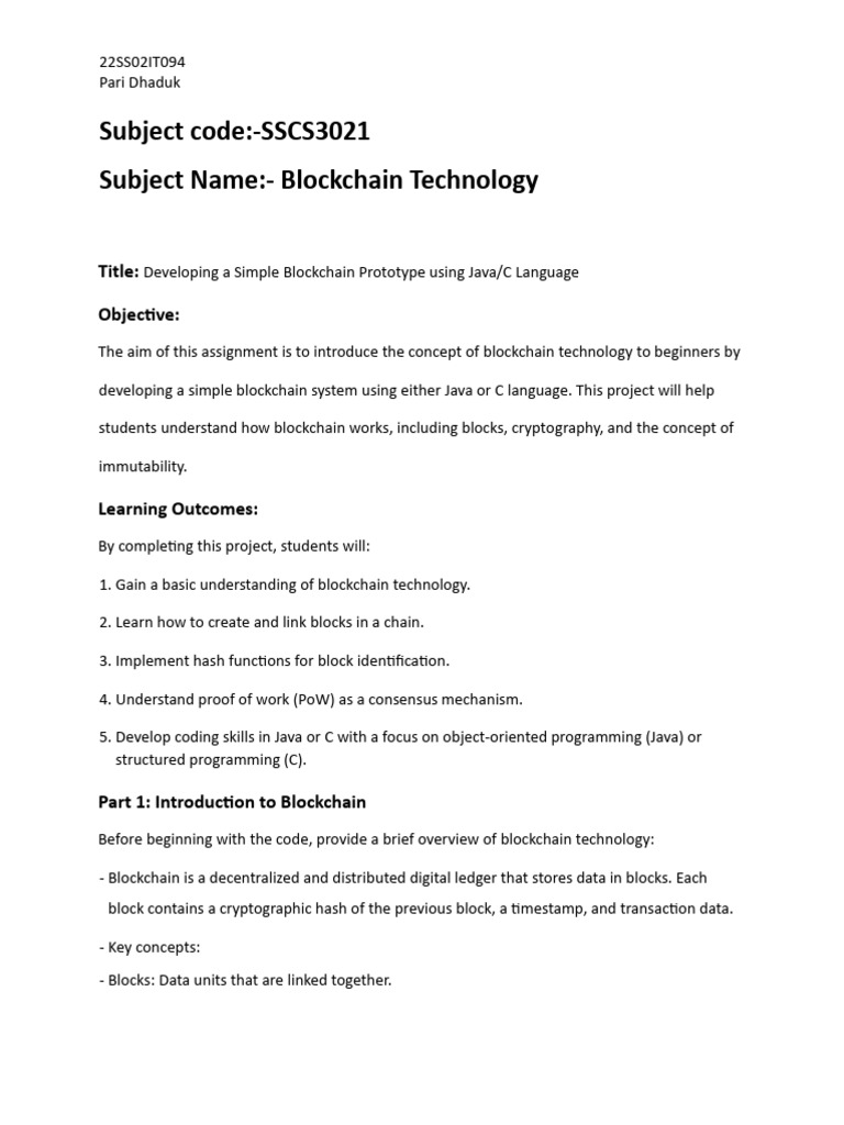 22SS02IT094-Final Project-Blockchain Technology | PDF | Computer ...