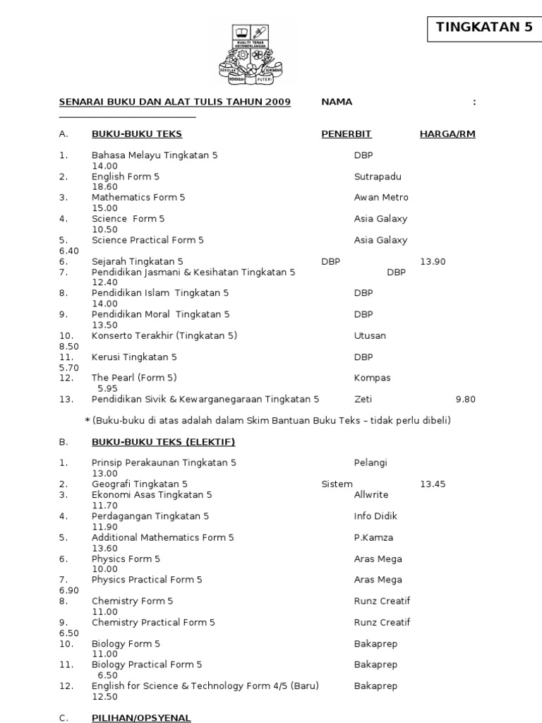 Buku Teks Form 5 Pdf
