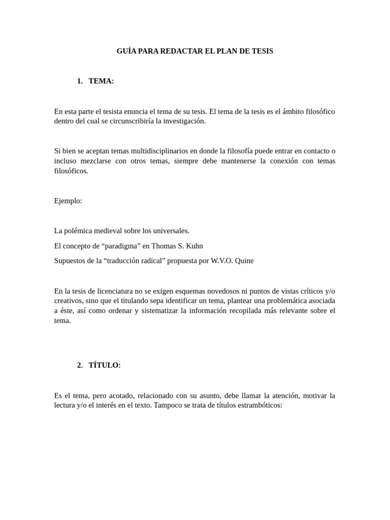 Guía para Redactar un Plan de Tesis | PDF | Ontología | Science