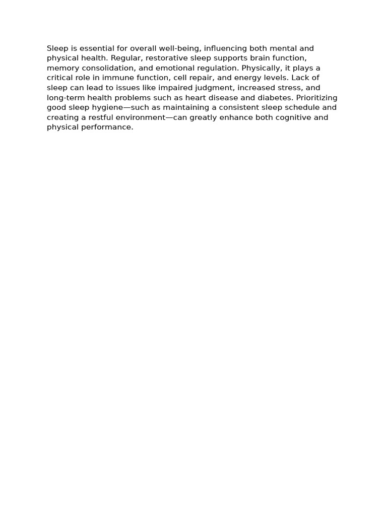The importance of sleep pdf