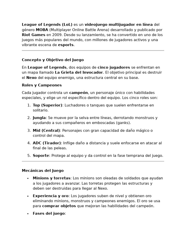 League of Legends | PDF | Videojuego Gameplay | Juego de azar