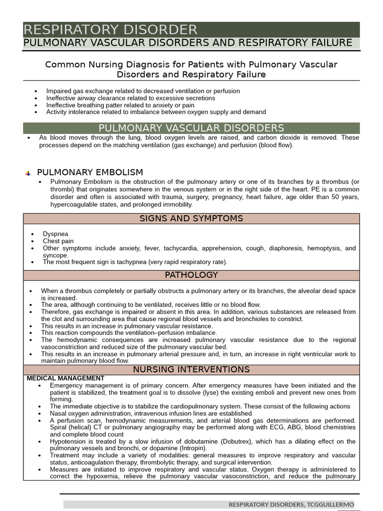 Nursing Care for Pulmonary Disorders | PDF | Lung | Respiratory System