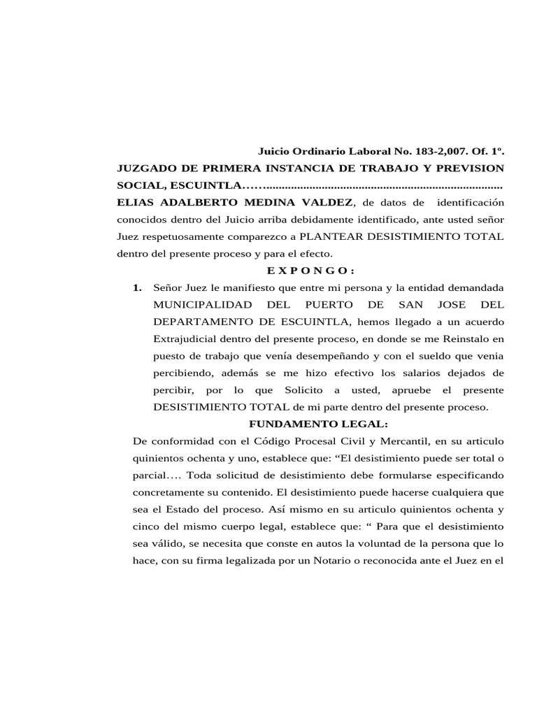 Desistimiento Total | PDF | Justicia | Crimen y violencia