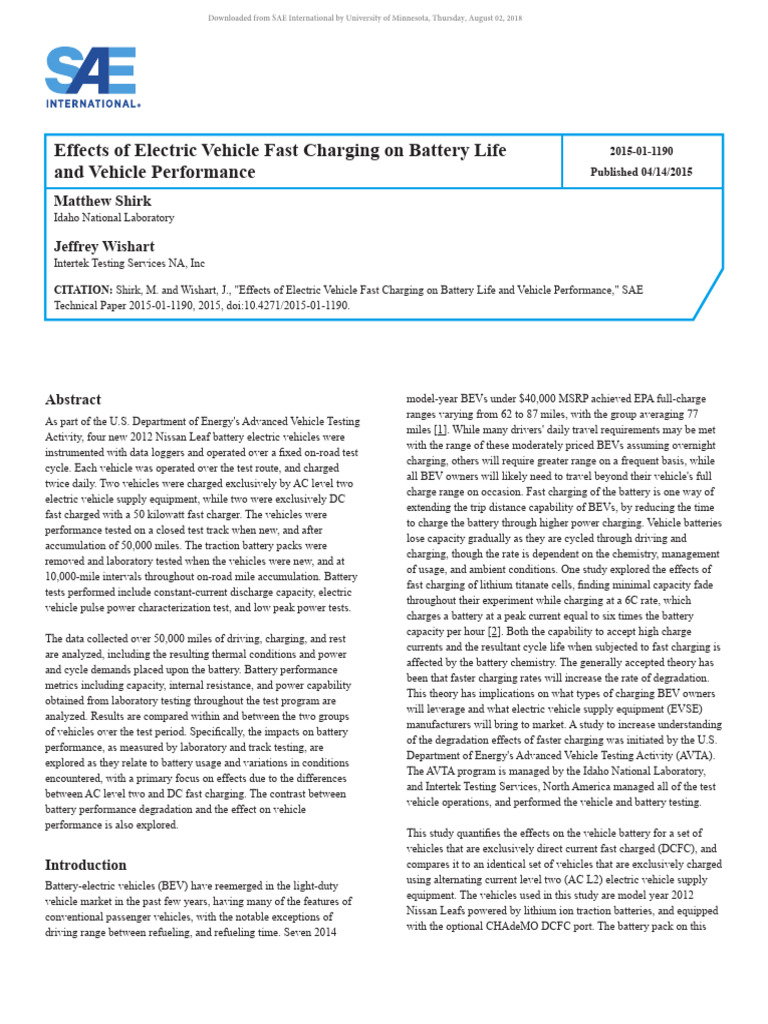 Fast Charging Impact on EV Battery Life | PDF | Battery Charger | Voltage