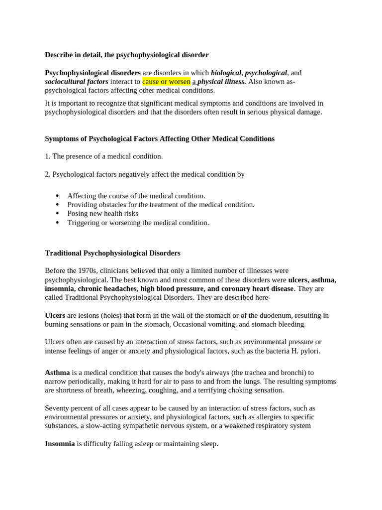 What Is Psychophysiological Disorders