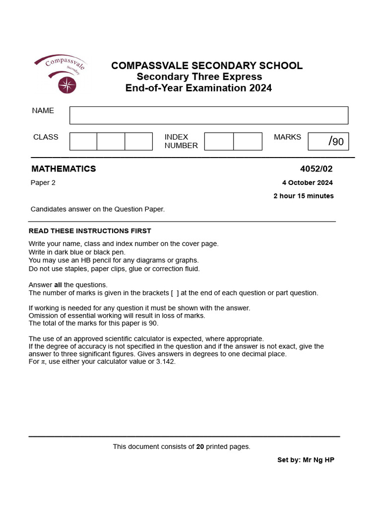 Mathematics Exam Paper 2024 | PDF | Interest | Area