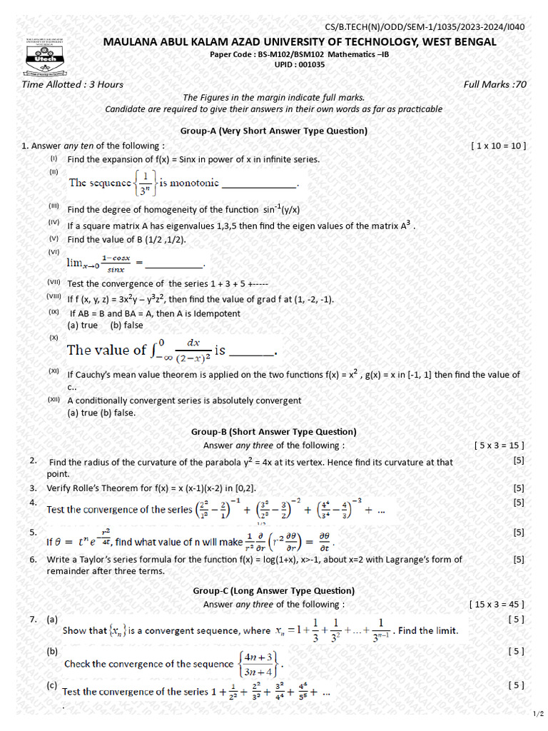 Mathematics IB Exam Paper 1035 | PDF | Curvature | Geometry