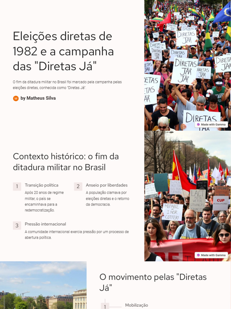 Eleicoes Diretas de 1982 e A Campanha Das Diretas Ja | PDF | Governo ...