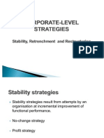 Chapter 7 - Corporate Level Strategies - Stability, Retrenchment, Restructuring