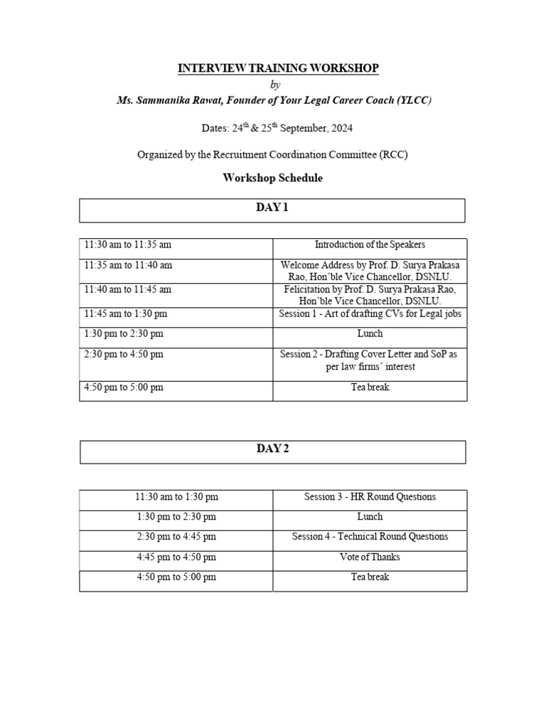 Final schedule interview training workshop pdf