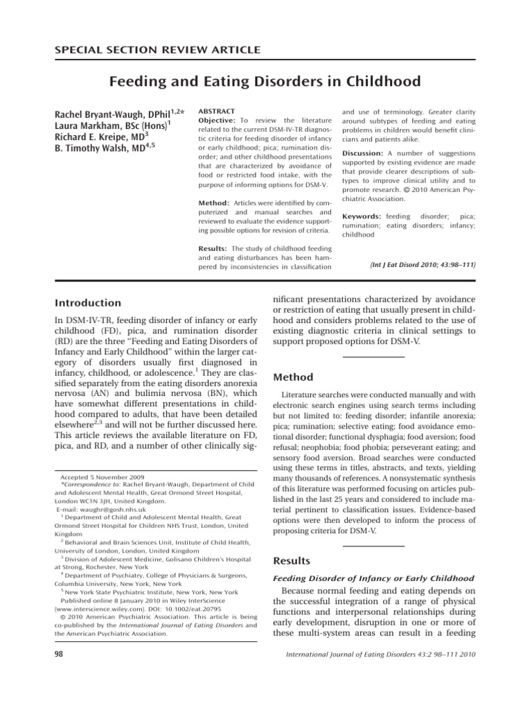 Childhood Feeding and Eating Disorders | PDF | Mental Disorder ...