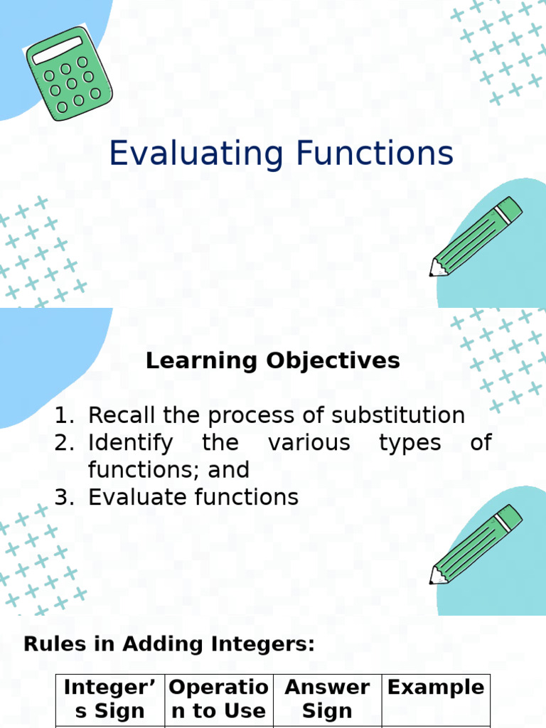 Q1 - 2 - Evaluating Functions | PDF | Computers | Technology & Engineering