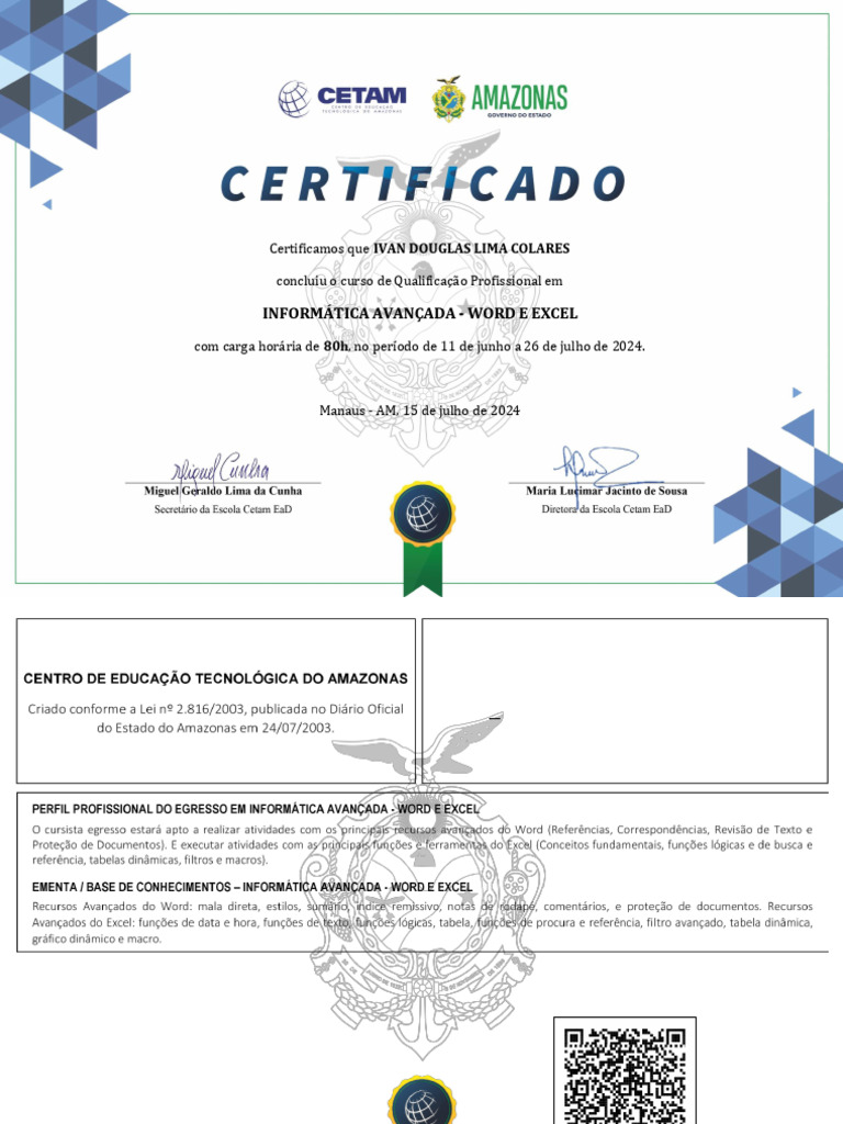 Informática Avançada Certificado 2 Pdf