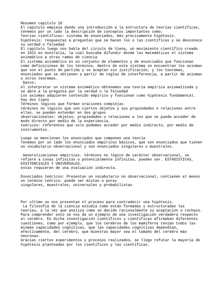 Resumen Capitulo 10 | PDF | Teoría | Axioma