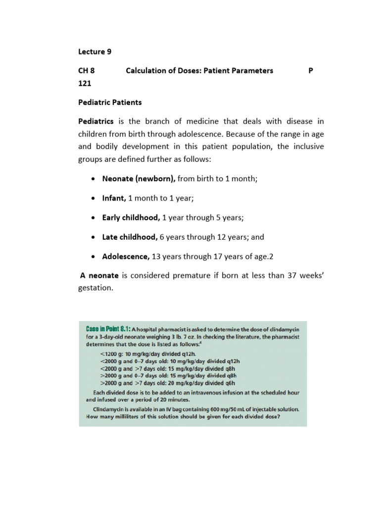 Dose Calculation Methods for Patients | PDF | Dose (Biochemistry ...