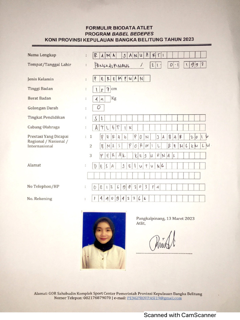 Biodata Atlet | PDF