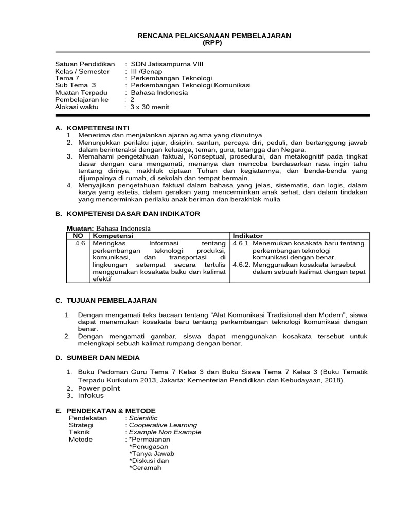 4 - RPP B.indonesia Kelas 3 | PDF