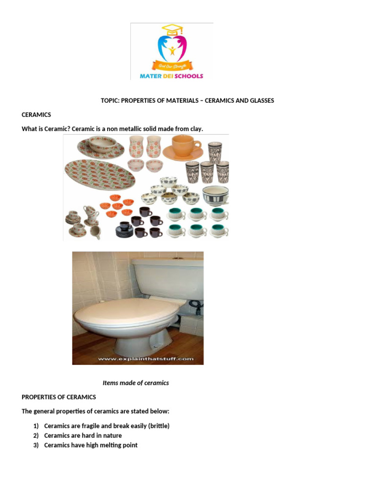 Properties of Materials - Ceramics and Glasses-1 | PDF
