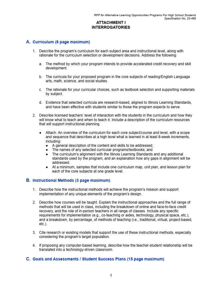 RFP for Alternative Learning Programs | PDF | Curriculum ...